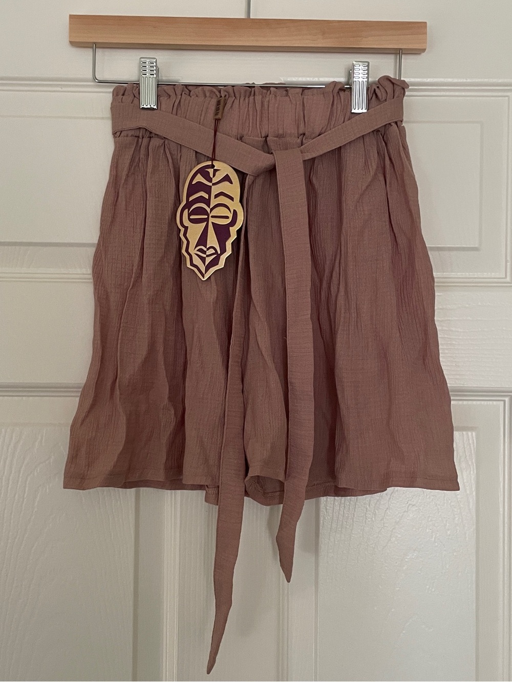 🤎 Wayan Natural Wear Textured Paperbag Waist Shorts with Tie 🤎